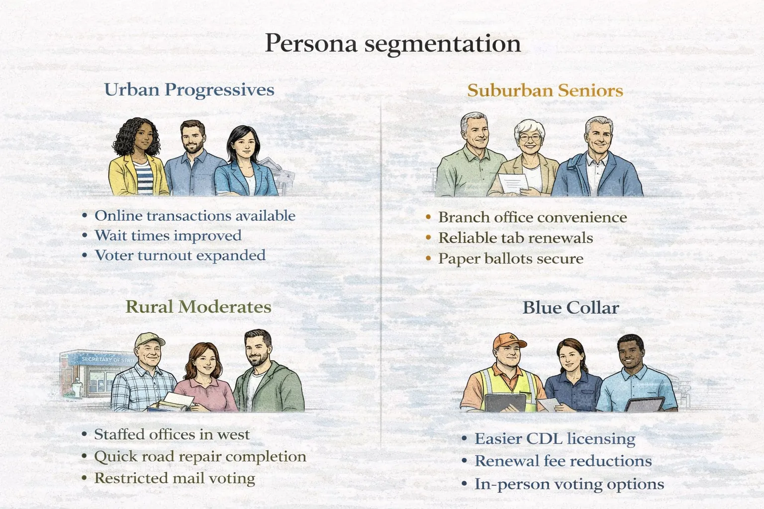 Persona segmentation and non-negotiables.
